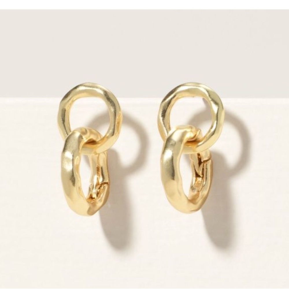 Stella & Dot ESSENTIAL HAMMERED CONVERTIBLE HOOPS - GOLD